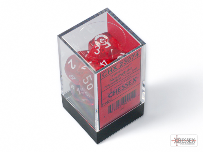 Translucent Red / White 7 Dice Set - CHX23074